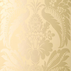 Montebello Damask Ecru 5003730 by Schumacher Wallpaper