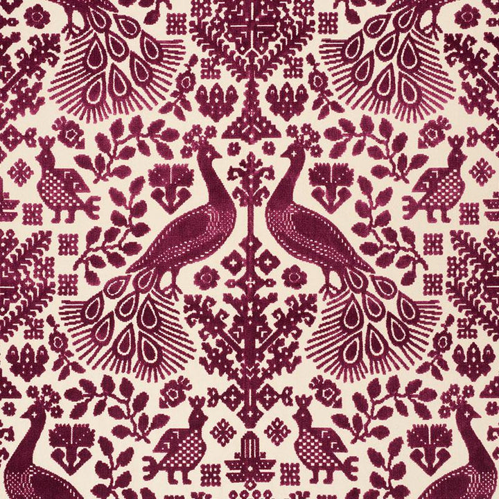 Pavone Velvet Garnet 72972 by Schumacher Fabric Cut & Patterned Velvets 27.25" - Fabric Carolina -