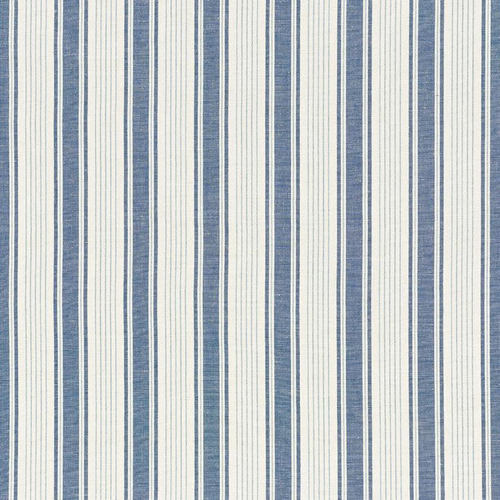 Ojai Stripe Prussian Blue 73000 by Schumacher Designer Fabric Mark D. Sikes 2.75" - Swanky Fabrics -