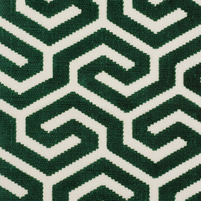 Ming Fret Velvet Emerald 73103 by Schumacher Fabric Cut & Patterned Velvets 3.75" - Fabric Carolina -