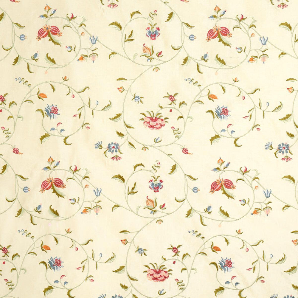 Colette Embroidery Rose 22710 by Schumacher Designer Fabric Perennial Favorites 17.62" - Swanky Fabrics -