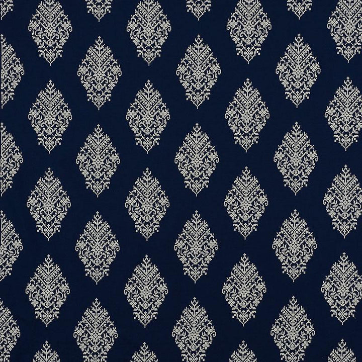Zinda Embroidery Navy 70222 by Schumacher Fabric Contemporary Embroideries 12.75" - Fabric Carolina -
