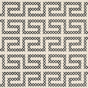 A Maze Embroidery Black On Ivory 70230 by Schumacher Fabric
