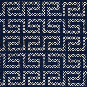 A Maze Embroidery Navy 70233 by Schumacher Fabric