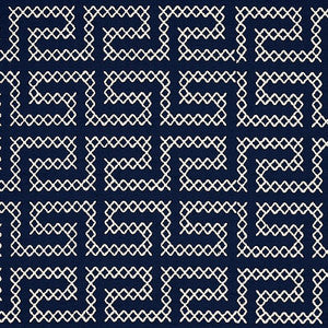 A Maze Embroidery Navy 70233 by Schumacher Fabric