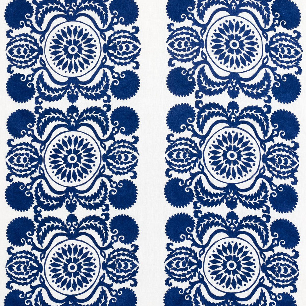 Castanet Embroidery Cobalt 70260 by Schumacher Fabric Contemporary Embroideries 26.0" - Fabric Carolina -