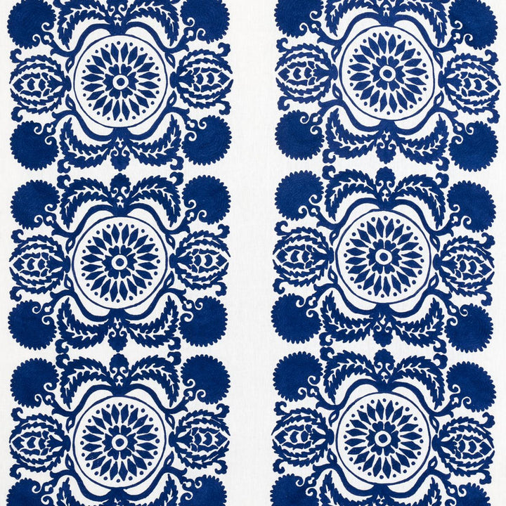 Castanet Embroidery Cobalt 70260 by Schumacher Fabric Contemporary Embroideries 26.0" - Fabric Carolina -