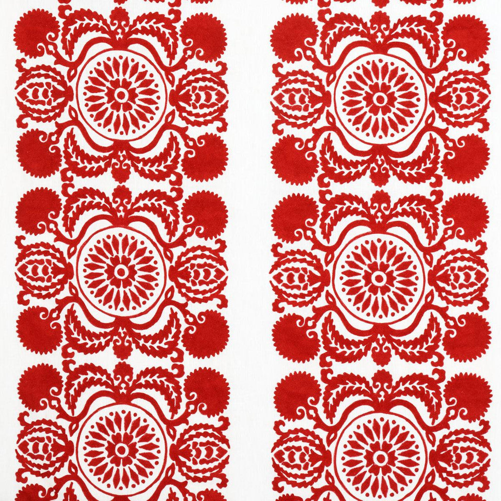 Castanet Embroidery Red 70261 by Schumacher Fabric Contemporary Embroideries 26.0" - Fabric Carolina -