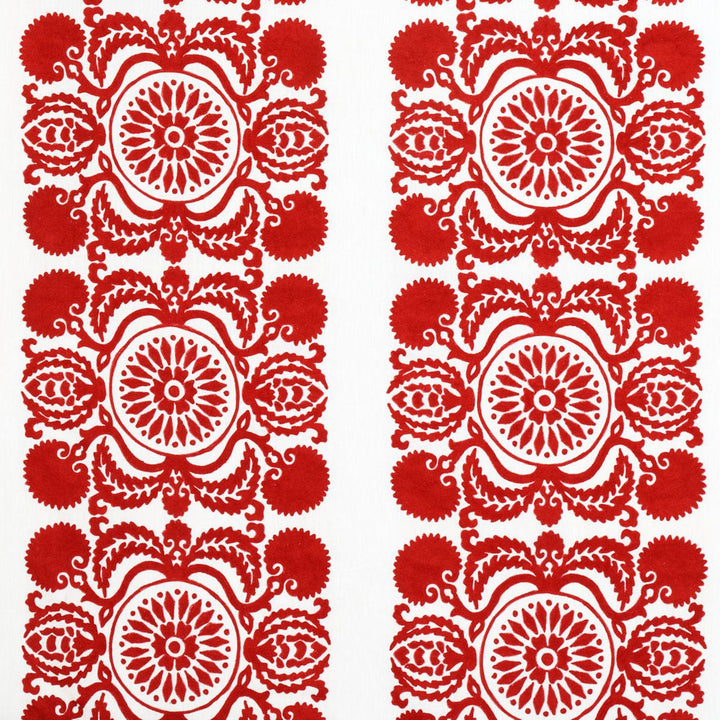 Castanet Embroidery Red 70261 by Schumacher Fabric Contemporary Embroideries 26.0" - Fabric Carolina -