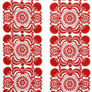 Castanet Embroidery Red 70261 by Schumacher Fabric
