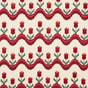 Tulip Flamestitch Embroidery Vermilion 70271 by Schumacher Fabric