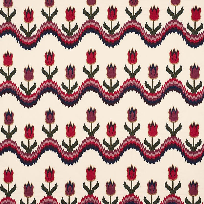 Tulip Flamestitch Embroidery Jewel 70270 by Schumacher Fabric Contemporary Embroideries 51.0" - Fabric Carolina -