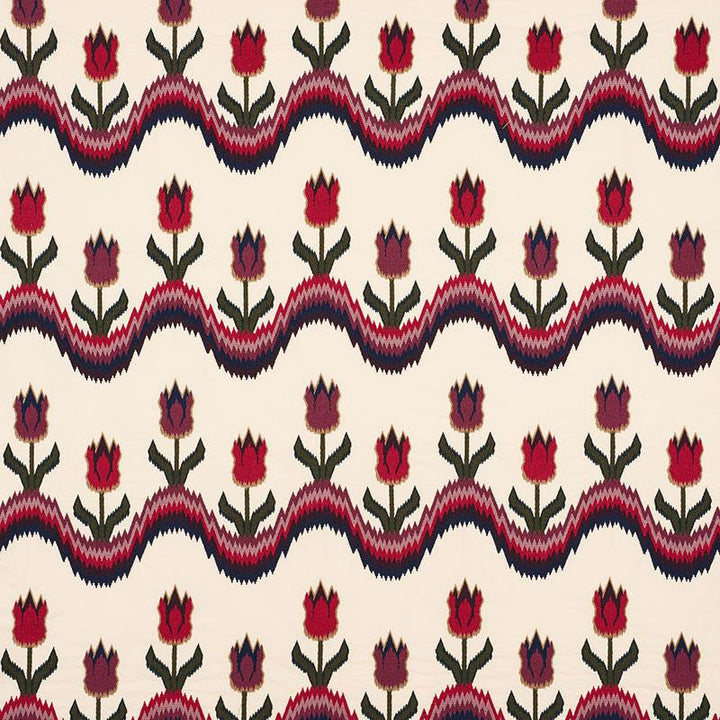 Tulip Flamestitch Embroidery Jewel 70270 by Schumacher Fabric Contemporary Embroideries 51.0" - Fabric Carolina -