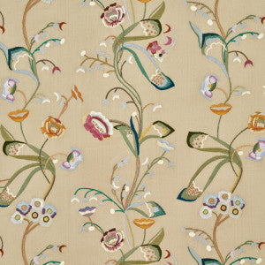 Vanessa Embroidery Chamois/Multi 52090 by Schumacher Fabric