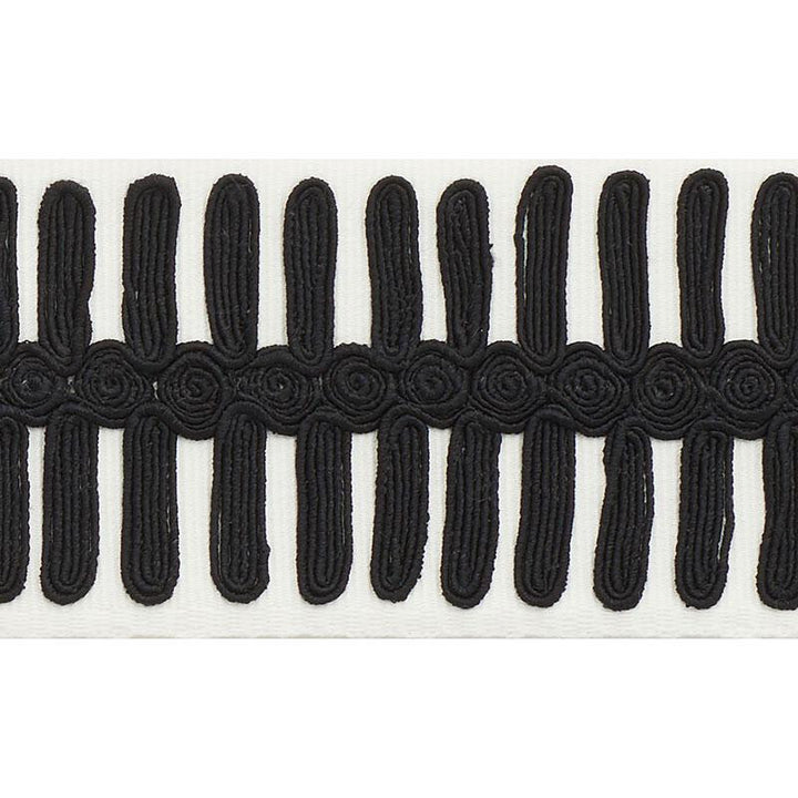 Castille Tape Black On Ivory 70742 by Schumacher Trim Misterioso - Fabric Carolina -