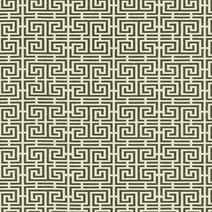 Chinois Fret Noir/ Almond 54950 by Schumacher Fabric Essentials: Small-Scale Upholstery 2.25" - Fabric Carolina -