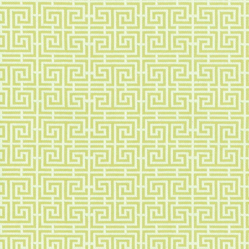 Chinois Fret Celadon / Ivory 54955 by Schumacher Designer Fabric Essentials: Small-Scale Upholstery 2.25" - Swanky Fabrics -