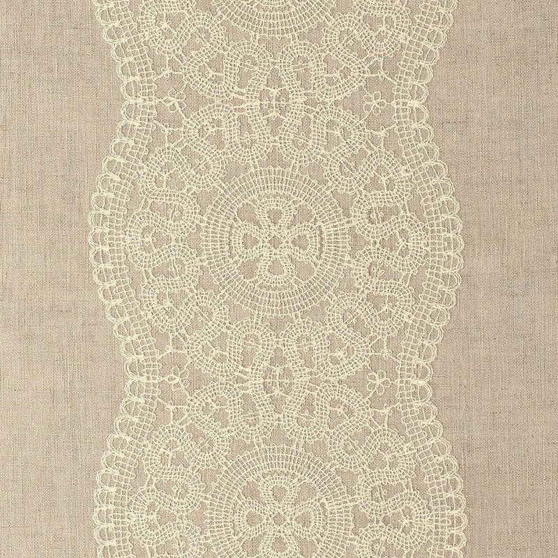 Alecon Embroidered Sheer Natural 55421 by Schumacher Designer Fabric Essentials: Sheers & Casements Ii 18.0" - Swanky Fabrics -
