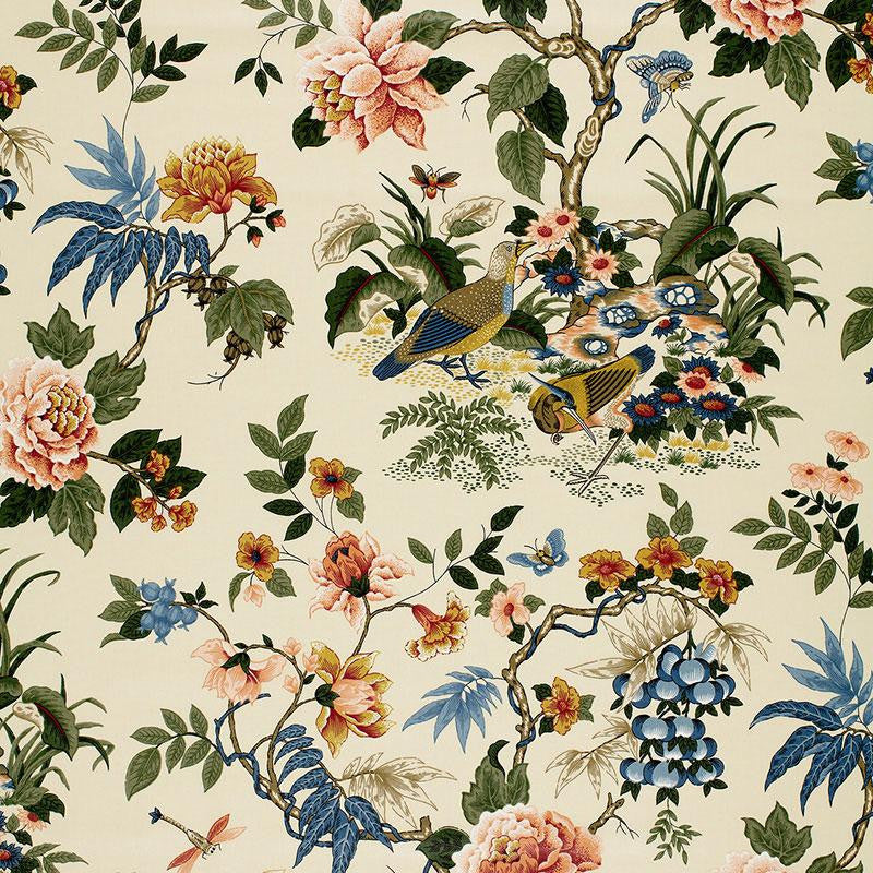 Anshun Paprika & Blue 75020 by Schumacher Fabric Classic Prints 27.0" - Fabric Carolina -