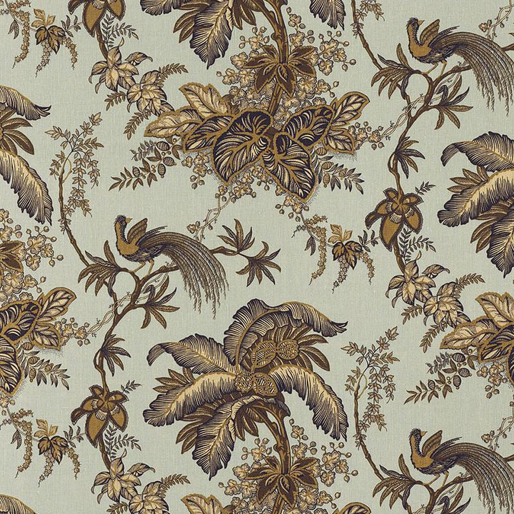 Coconut Grove Aqua & Tan 171114 by Schumacher Fabric Classic Prints 13.5" - Fabric Carolina -