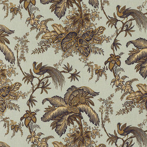 Coconut Grove Aqua & Tan 171114 by Schumacher Fabric