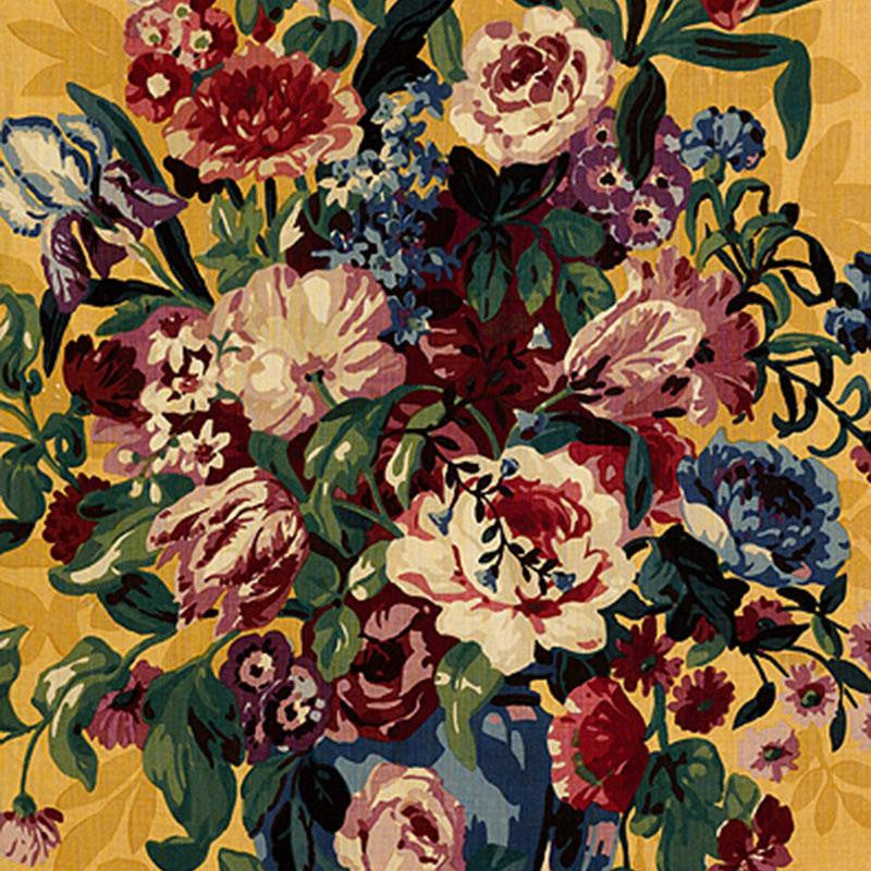 Centennial Bouquet Document Ochre 173000 by Schumacher Designer Fabric Schumacher Classics 48.0" - Swanky Fabrics -