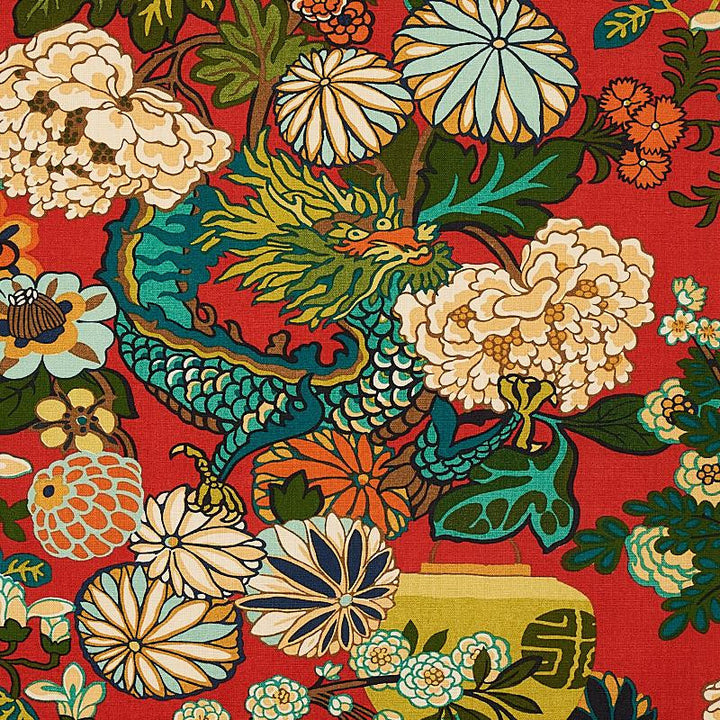 Chiang Mai Dragon Lacquer 173271 by Schumacher Designer Fabric Exuberant Prints 27.0" - Swanky Fabrics -