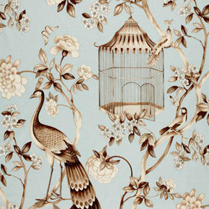 Oiseaux Et Fleurs Mineral 173440 by Schumacher Fabric