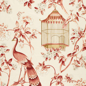 Oiseaux Et Fleurs Cinnabar 173442 by Schumacher Fabric