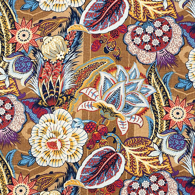 Zanzibar Linen Print Cerulean 173520 by Schumacher Fabric Schumacher Classics 29.0" - Fabric Carolina -