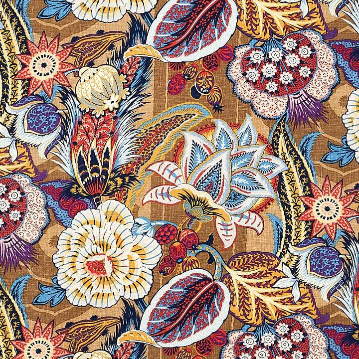 Zanzibar Linen Print Cerulean 173520 by Schumacher Fabric Schumacher Classics 29.0" - Fabric Carolina -