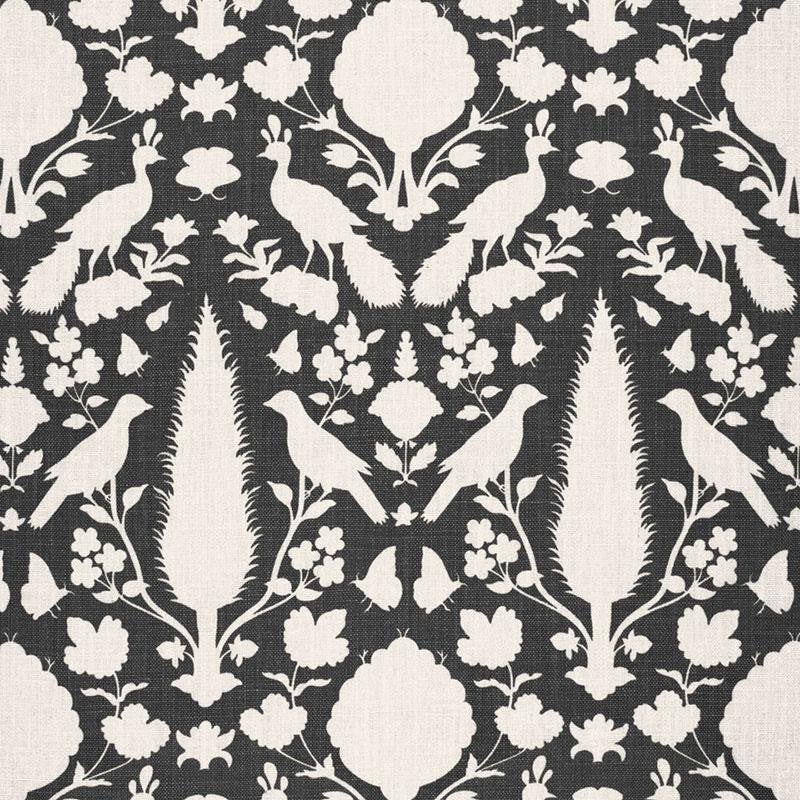 Chenonceau Charcoal 173563 by Schumacher Fabric Exuberant Prints 13.5" - Fabric Carolina -