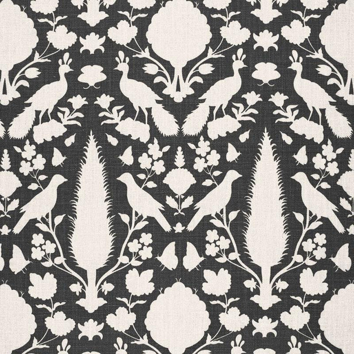 Chenonceau Charcoal 173563 by Schumacher Fabric Exuberant Prints 13.5" - Fabric Carolina -
