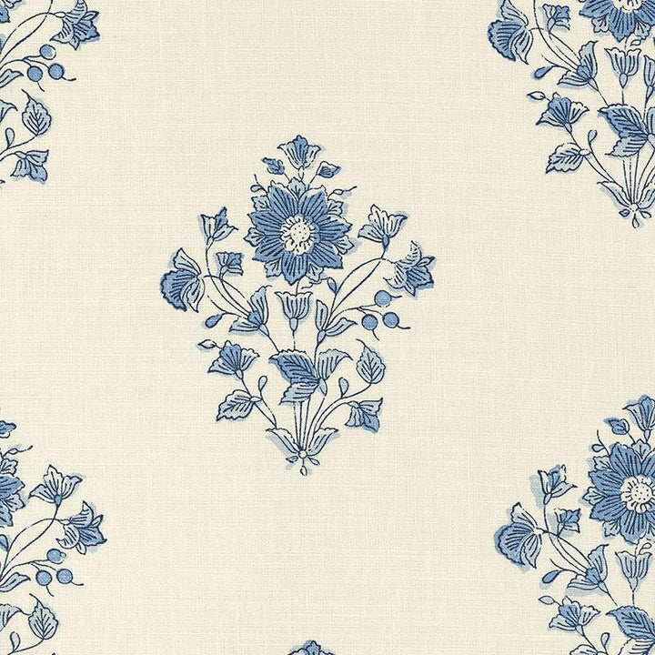Beatrice Bouquet Indigo 173762 by Schumacher Designer Fabric Country Chic 13.5" - Swanky Fabrics -