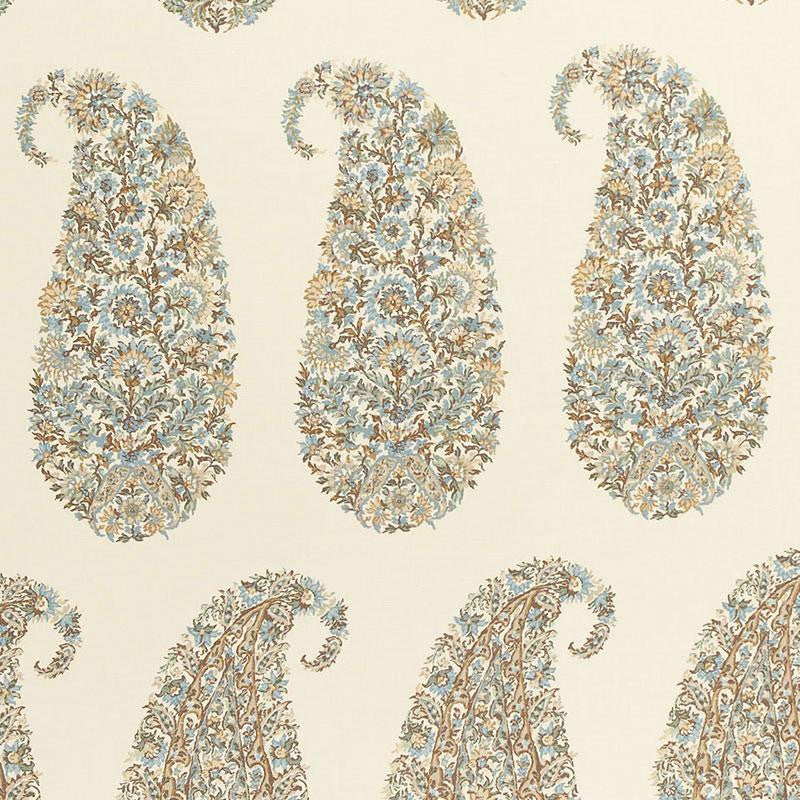 Shirala Paisley Aqua 173780 by Schumacher Fabric Classic Prints 13.5" - Fabric Carolina -