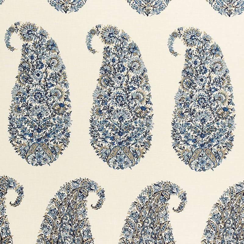 Shirala Paisley Delft 173783 by Schumacher Fabric Classic Prints 13.5" - Fabric Carolina -