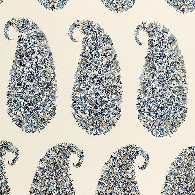 Shirala Paisley Delft 173783 by Schumacher Designer Fabric Classic Prints 13.5" - Swanky Fabrics -