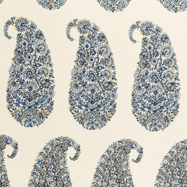Shirala Paisley Delft 173783 by Schumacher Designer Fabric Classic Prints 13.5" - Swanky Fabrics -