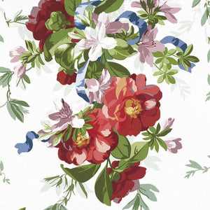 Ellesmere Ribbon Floral Ivory 173810 by Schumacher Fabric