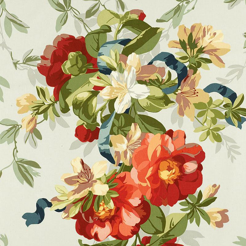 Ellesmere Ribbon Floral Aqua 173811 by Schumacher Fabric Good Vibrations 27.0" - Fabric Carolina -