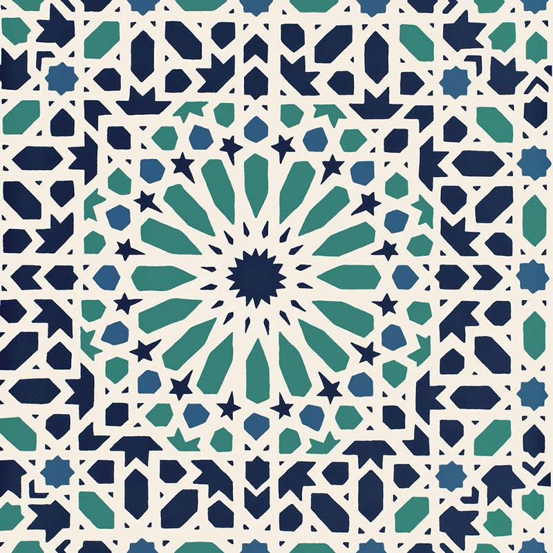 Nasrid Palace Mosaic Aegean 5005960 by Schumacher Wallpaper Byzantium 20.5" - Fabric Carolina -