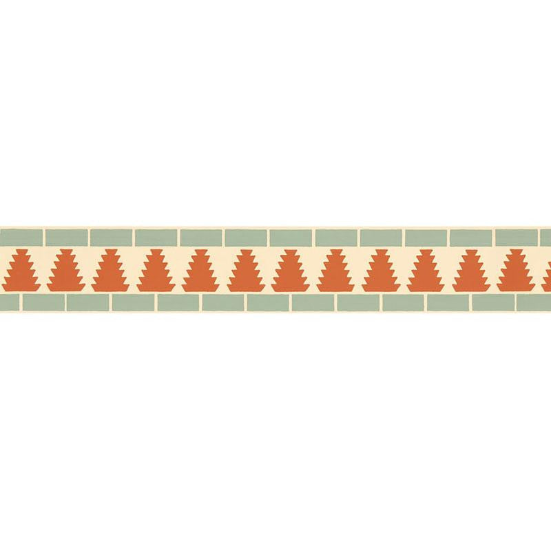 Cadiz Mosaic Border Persimmon 5006032 by Schumacher Wallpaper Byzantium 13.5" - Fabric Carolina -