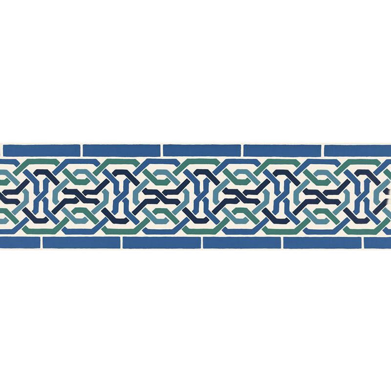Darro Mosaic Border Aegean 5006020 by Schumacher Wallpaper Byzantium 13.5" - Fabric Carolina -