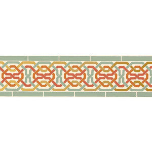 Darro Mosaic Border Persimmon 5006022 by Schumacher Wallpaper