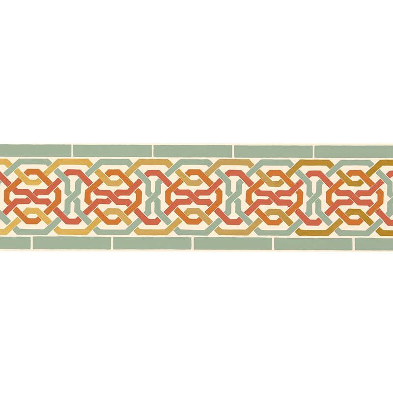 Darro Mosaic Border Persimmon 5006022 by Schumacher Wallpaper Byzantium 13.5" - Fabric Carolina -