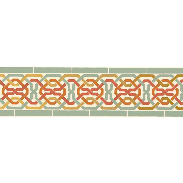 Darro Mosaic Border Persimmon 5006022 by Schumacher Wallpaper Byzantium 13.5" - Fabric Carolina -