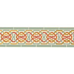 Darro Mosaic Border Persimmon 5006022 by Schumacher Wallpaper