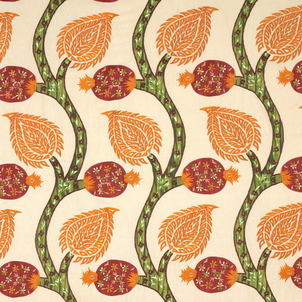 Nurata Embroidery Coral 174180 by Schumacher Fabric Perennial Favorites 10.75" - Fabric Carolina -