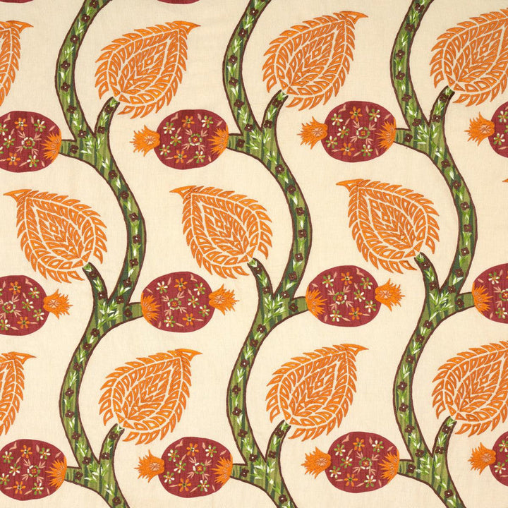 Nurata Embroidery Coral 174180 by Schumacher Designer Fabric Perennial Favorites 10.75" - Swanky Fabrics -