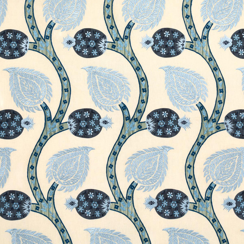Nurata Embroidery Lapis 174181 by Schumacher Designer Fabric Perennial Favorites 10.75" - Swanky Fabrics -